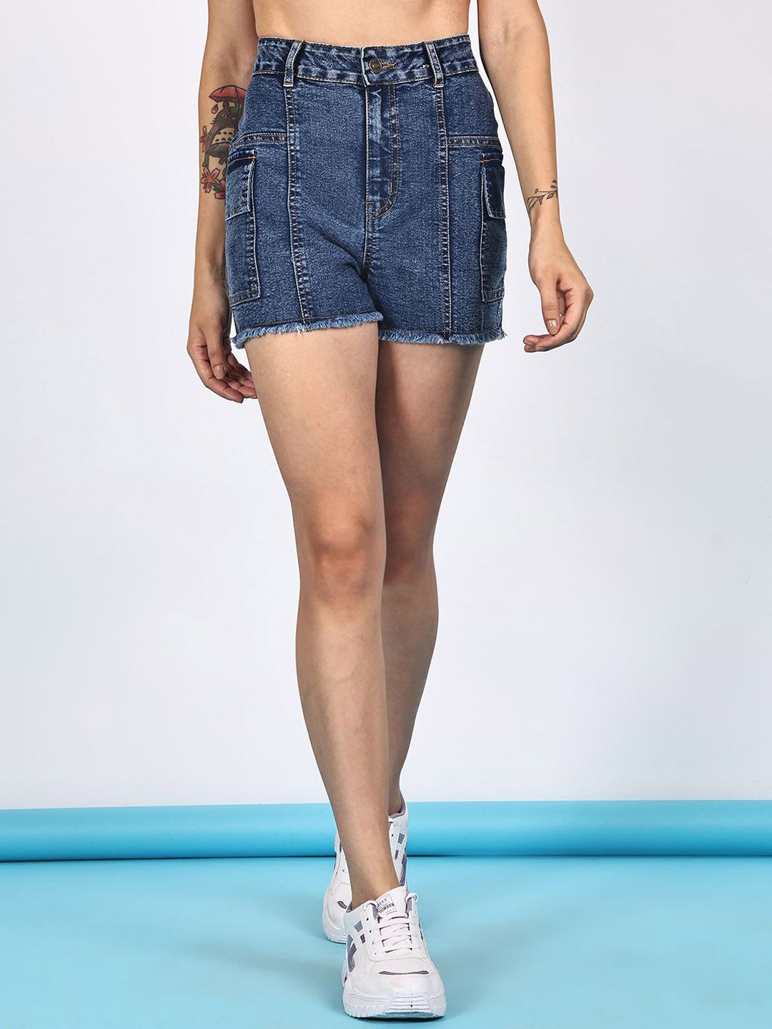 PUELLA Women High-Rise Slim Fit Denim Shorts