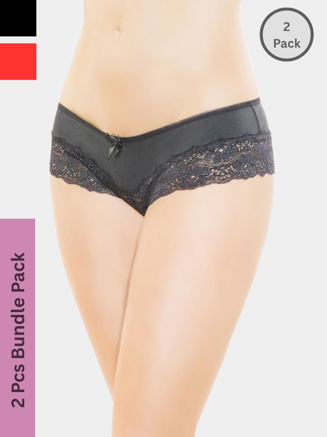 MYZA Women Black Nylon Mid-Rise Hipster Briefs