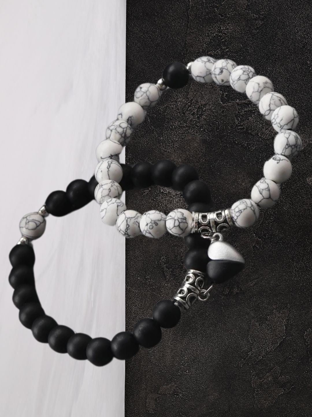 Vivnits Unisex Set Of 2 Artificial Beaded Elasticated Bracelets