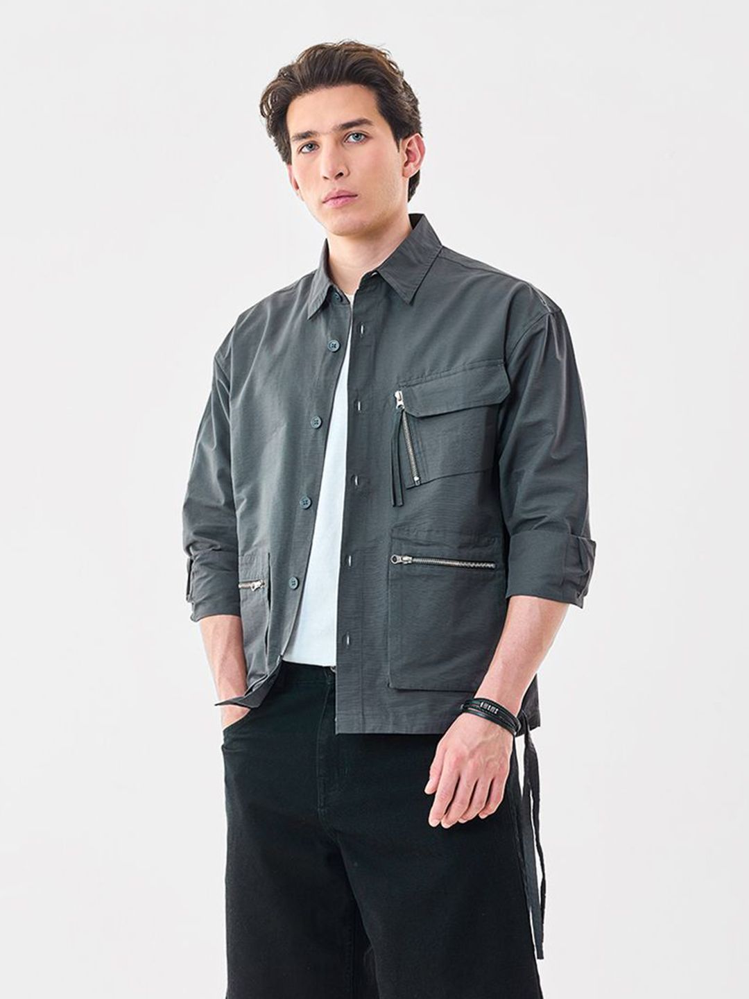 Snitch Men Spread Collar Solid Tailored Jacket