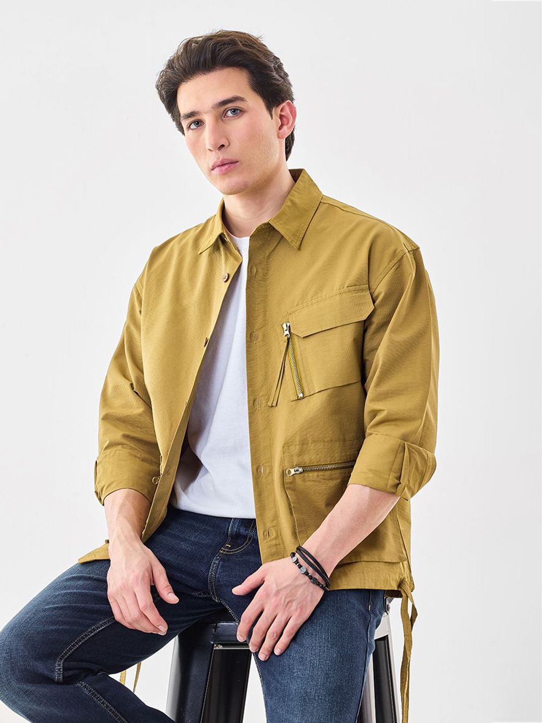 Snitch Men Spread Collar Solid Tailored Jacket