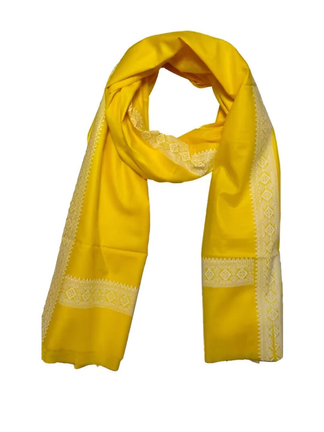 Anjani fashion Unisex Yellow Solid Border Printed Pure Cotton Scarf