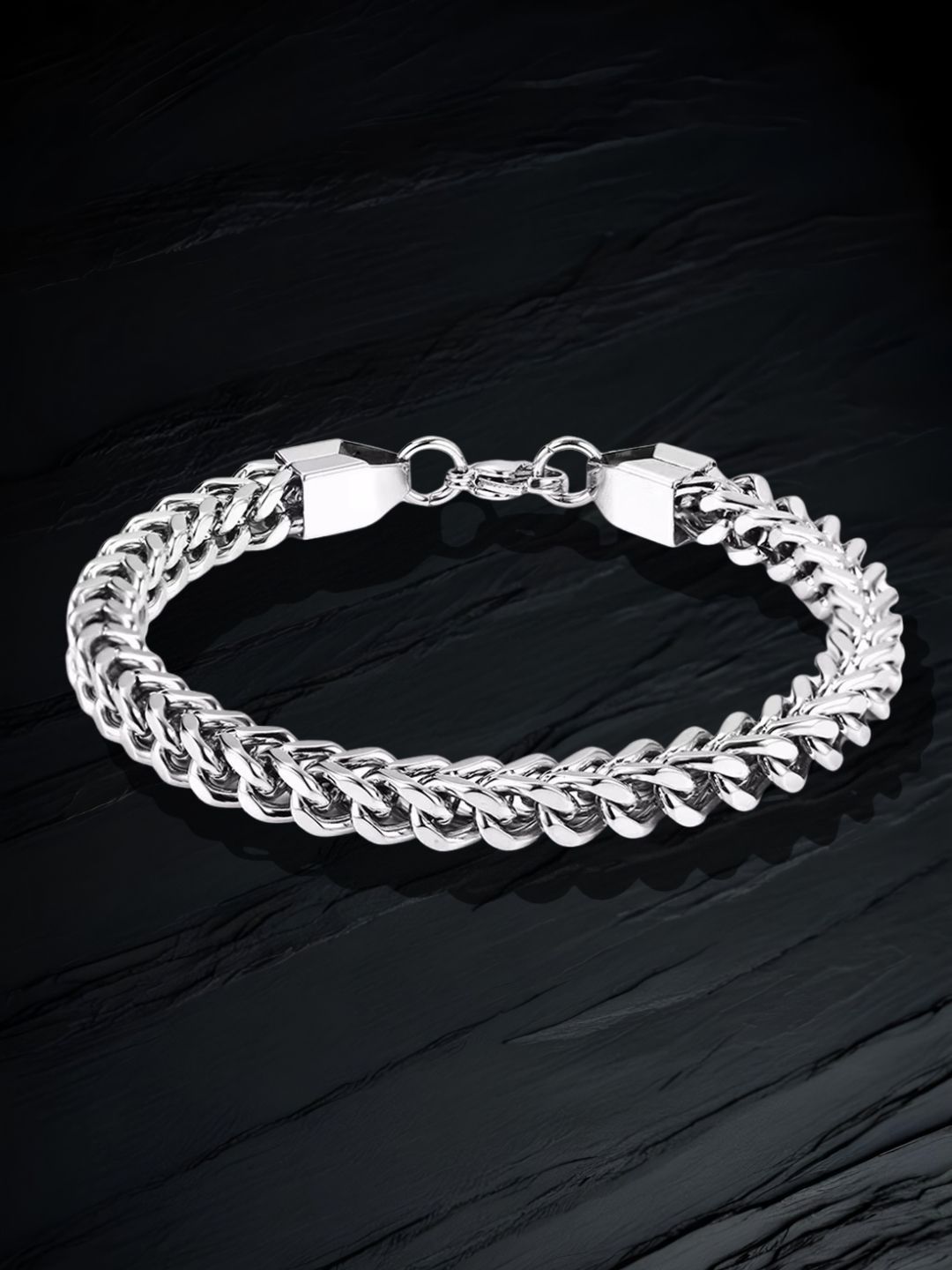 Buy Vivnits Unisex Stainless Steel Silver Plated Link Bracelet