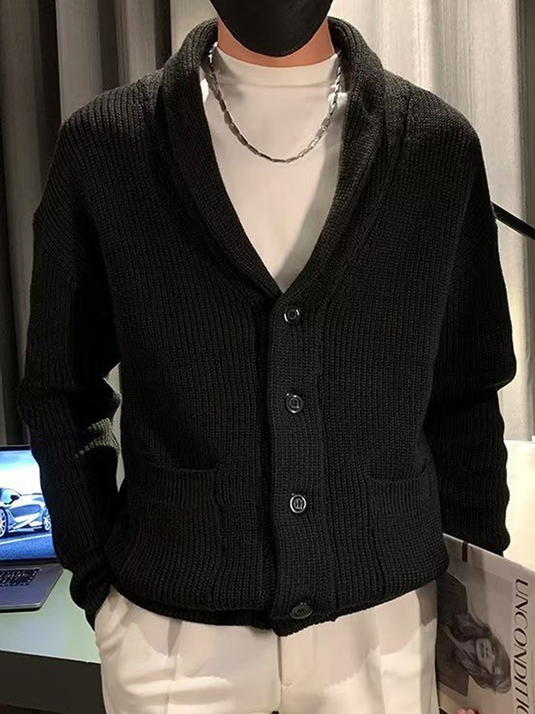 StyleCast Men Open Front Shawl Collar Long Sleeves Jacket