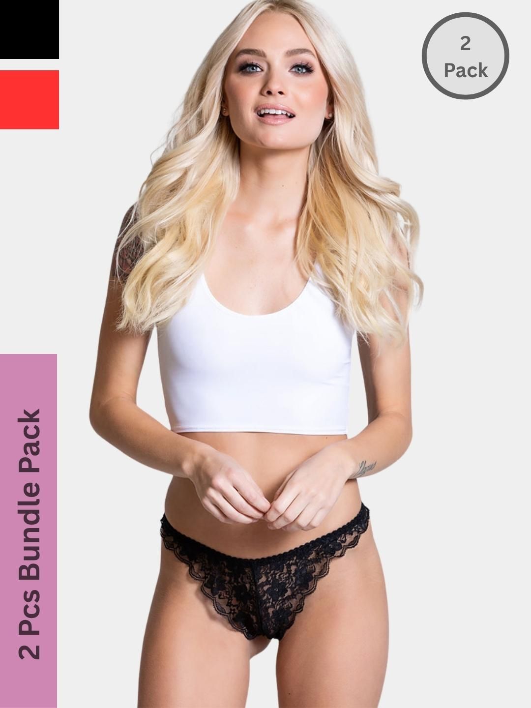 MYZA Women Black Nylon Mid-Rise Bikini Briefs