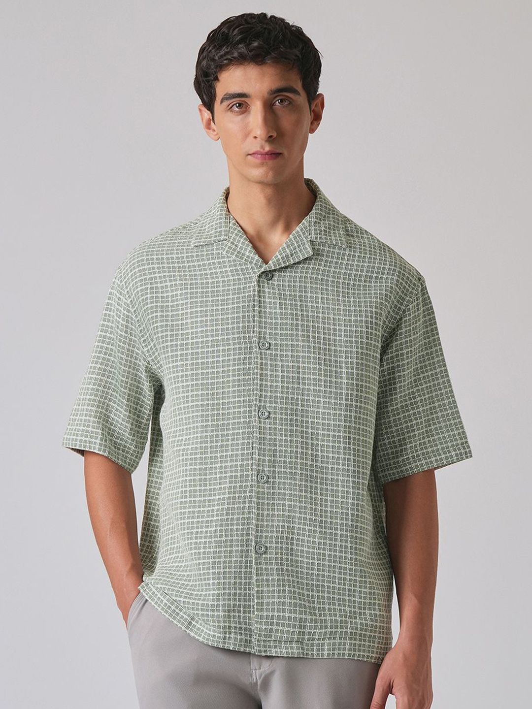 Men Relaxed Fit Cotton Shirt Banana Club Men Classic Checked Casual Shirt