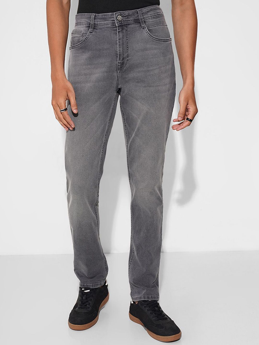 SF JEANS by Pantaloons Men Slim Fit Mid-Rise Low Distress Light Fade Jeans