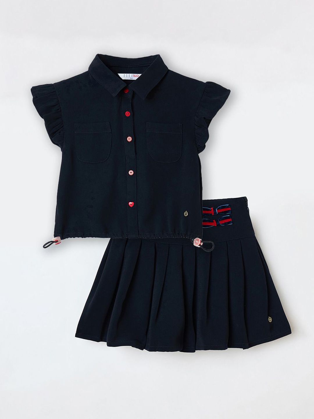 ELLE Girls Spread Collar Regular Fit Stretchable Toggle Hem Top