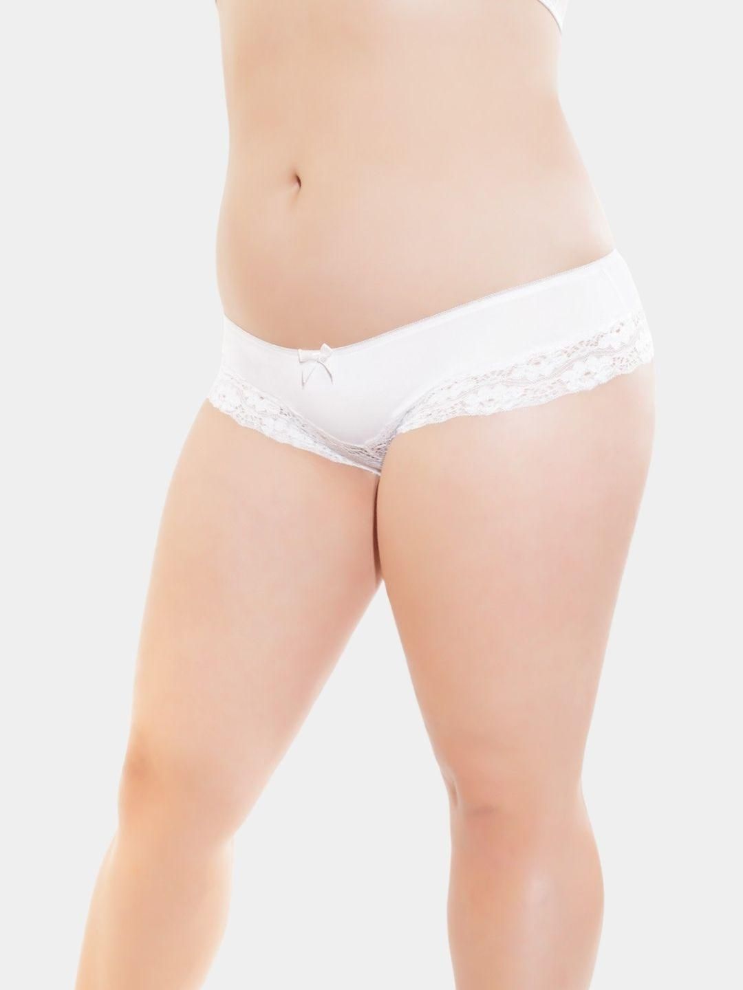 MYZA Women White Nylon Mid-Rise Hipster Briefs