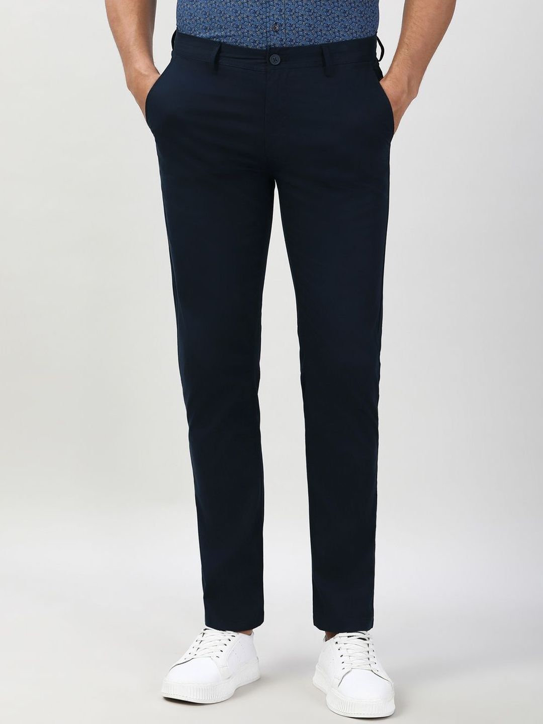 Peter England Casuals Men Slim Fit Low-Rise Formal Trousers