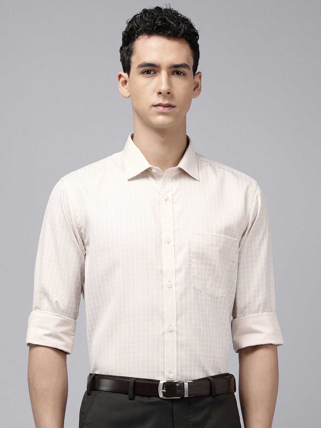 Park Avenue Slim Fit Grid Tattersall Checks Formal Shirt