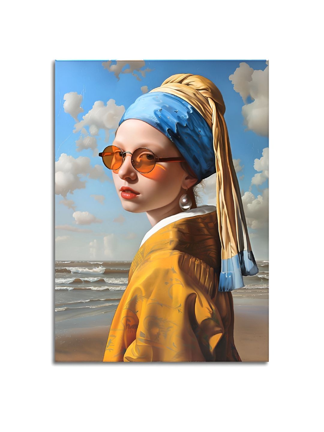 Craftnest creations Yellow & Blue Pop Art Single Piece Canvas Abstract Wall Paintings