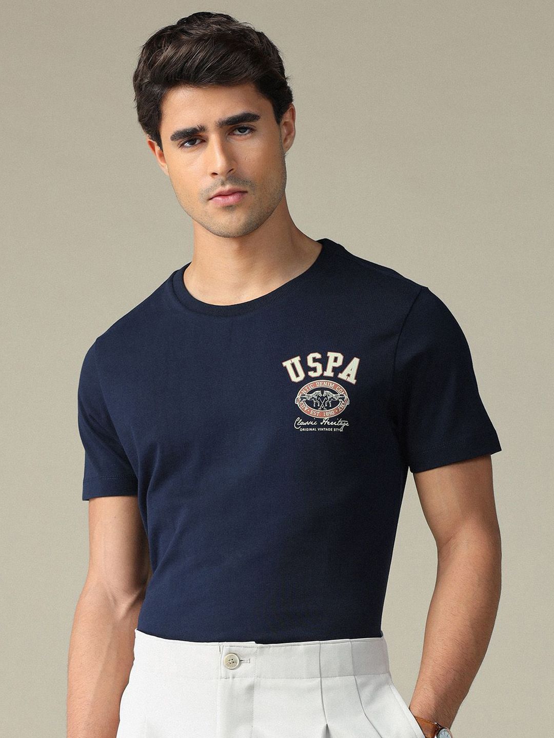 U.S. Polo Assn. Denim Co. Brand Logo Printed Cotton Muscle Fit T-shirt