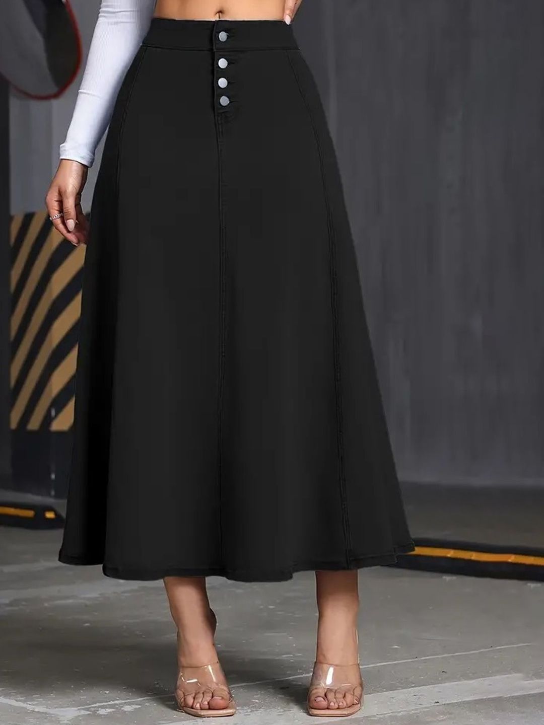 Tripursundari Fashion Women Flared Maxi Denim Skirts