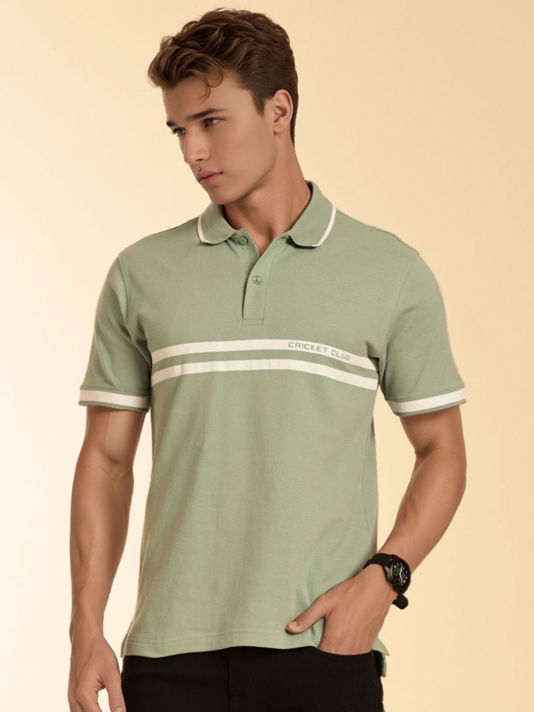 Thomas Scott Striped Polo Collar Pure Cotton Regular Fit T-shirt