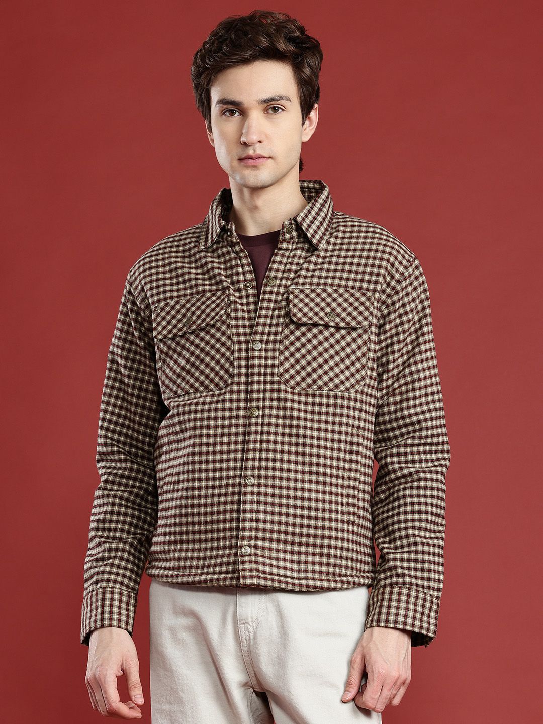 Leather Retail Men Checked Woollen Lightweight Tailored Jacket