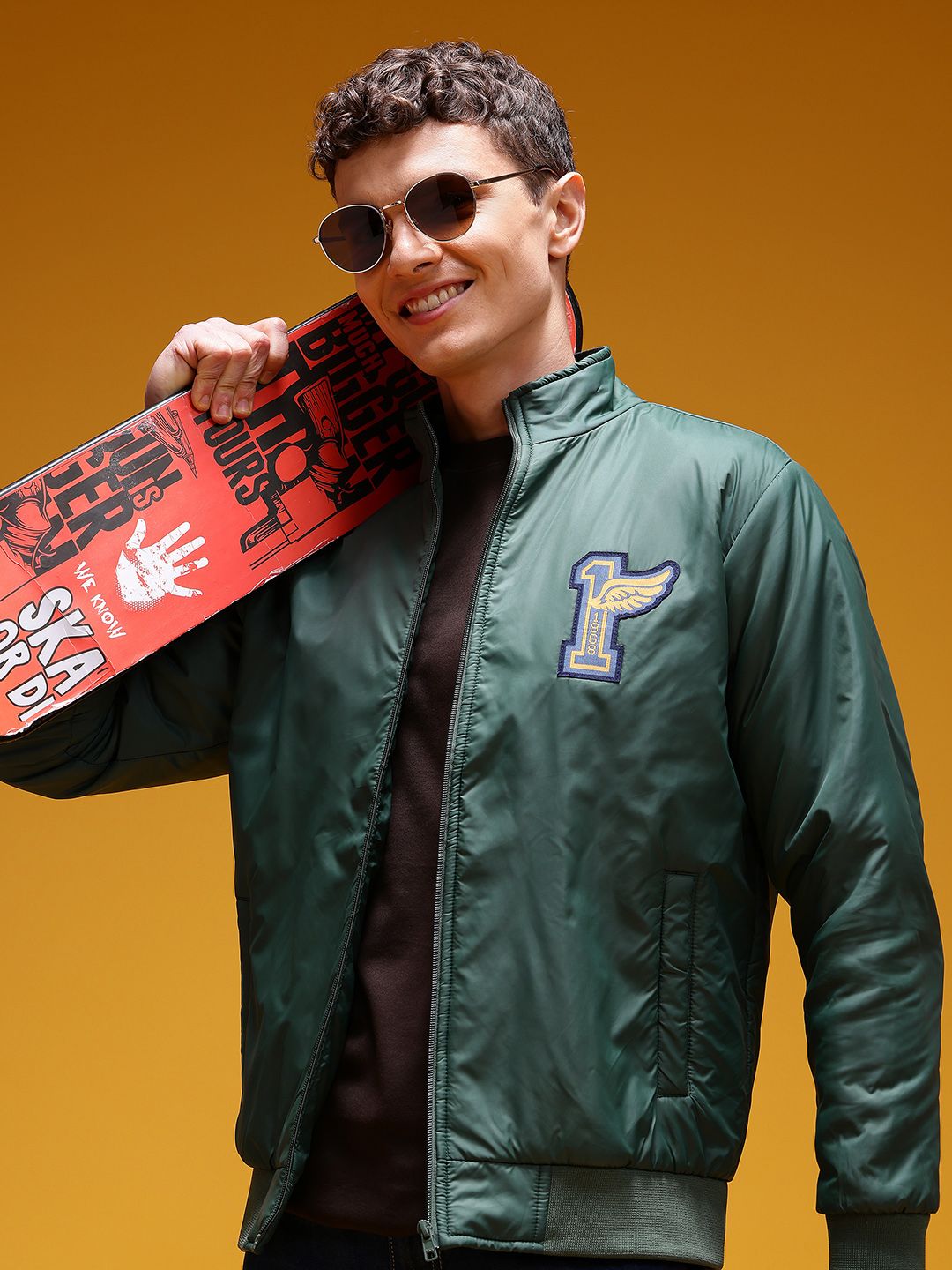 HERE&NOW Bomber Jacket with Patchwork Detail
