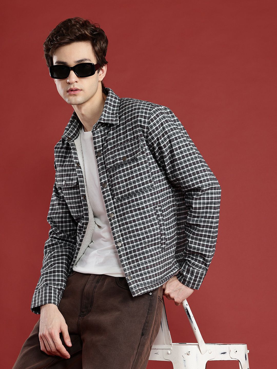 Leather Retail Men Checked Woollen Lightweight Tailored Jacket