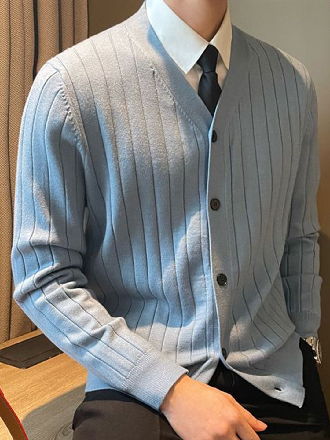 StyleCast Men Striped Open Front Jacket