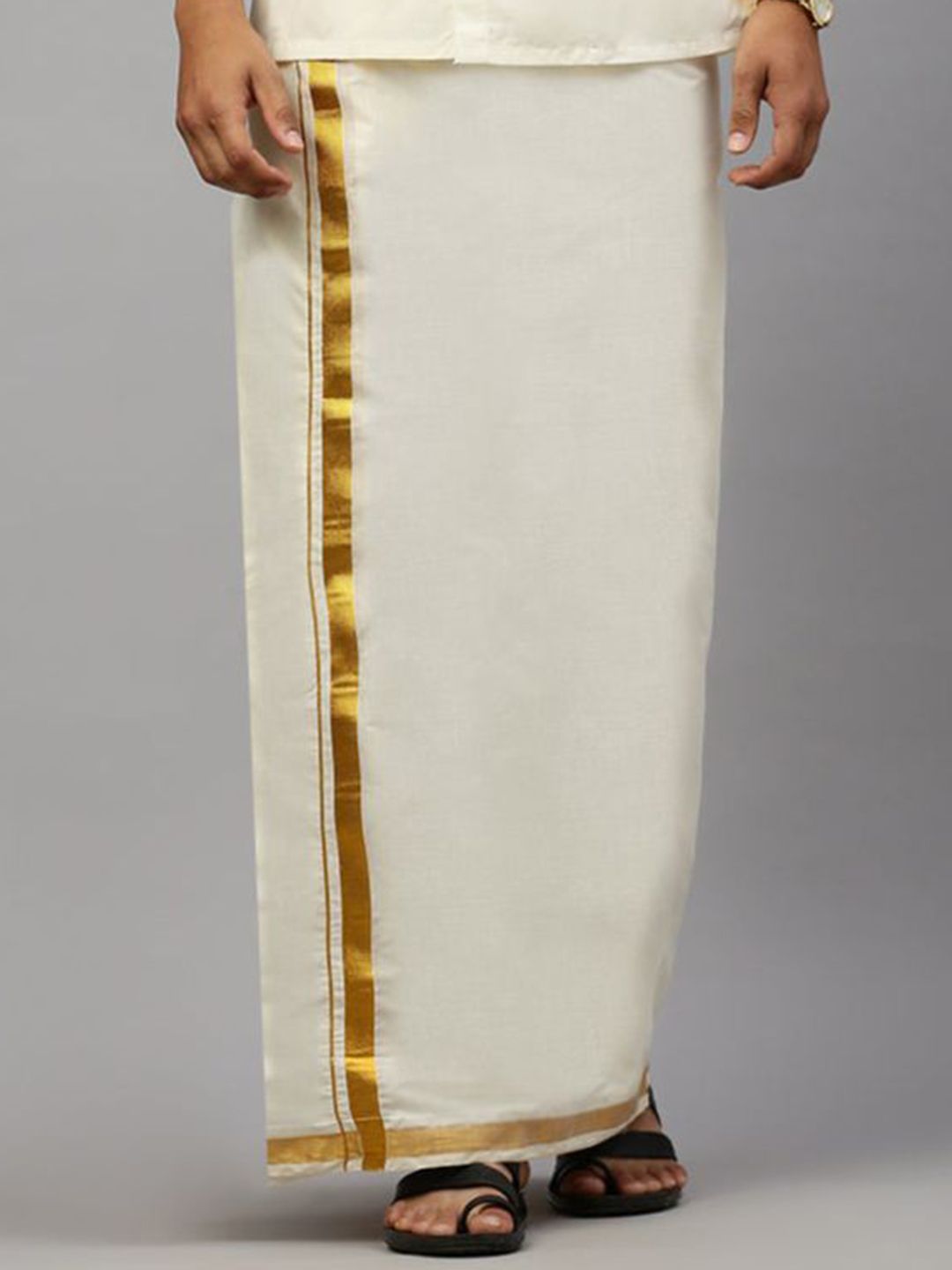 Ramraj Kora Cotton Double Layer Zari Border Dhoti