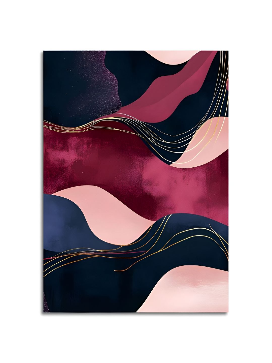 Craftnest creations Pink & Black Single Piece Canvas Abstract Wall Paintings