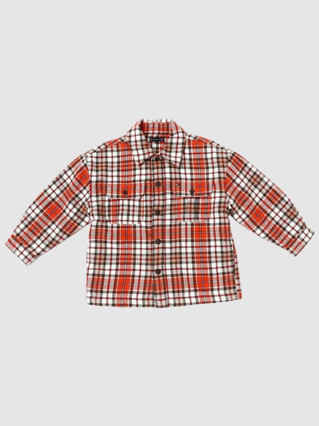 Tommy Hilfiger Boys Tartan Checks Checked Spraed Collar Relaxed Fit Cotton Shirt