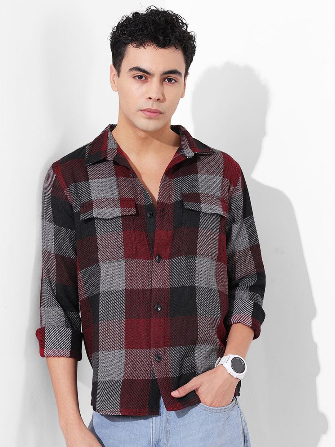 The Indian Garage Co Checked Cutaway Collar Shirt