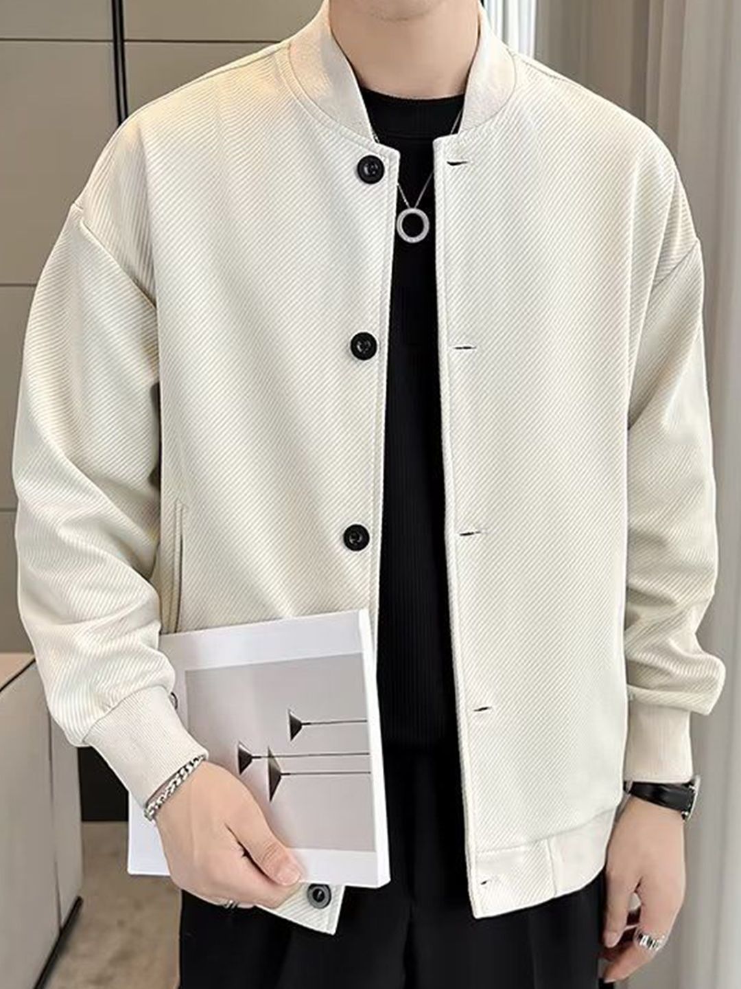 StyleCast Men Mandarin Collar Long Sleeves Jackets