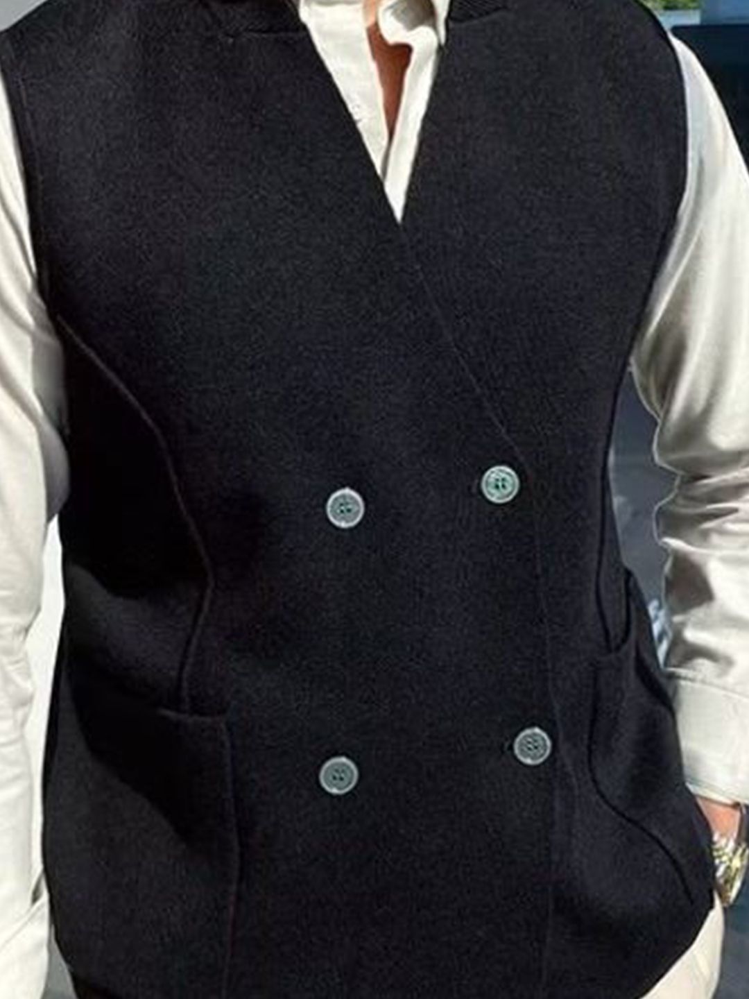 Buy StyleCast Men V-Neck Sleeveless Double-Breasted Wasitcoat