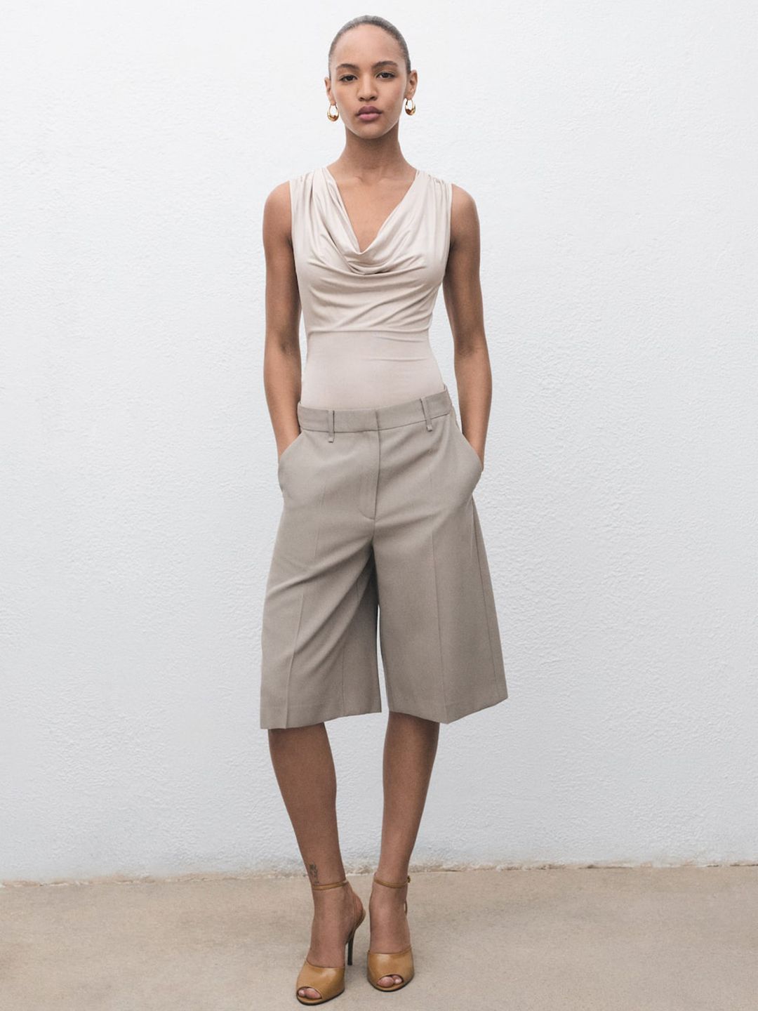 Cowl Neck Draped Bodysuit