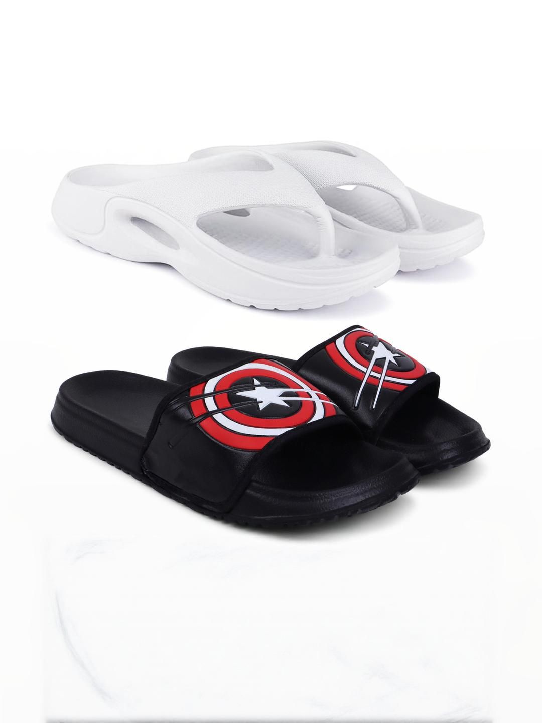 KAPYANSH Women Set Of 2 Printed Flip Flops