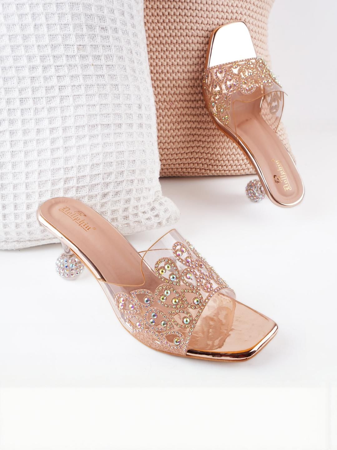 Dollphin Women Rose Gold Embellished Sandals