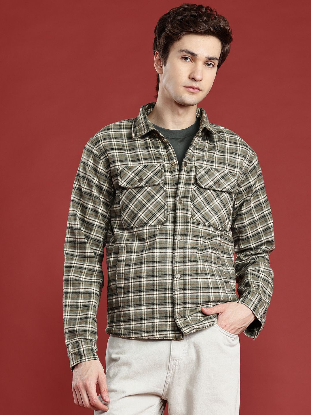Leather Retail Men Checked Woollen Lightweight Tailored Jacket