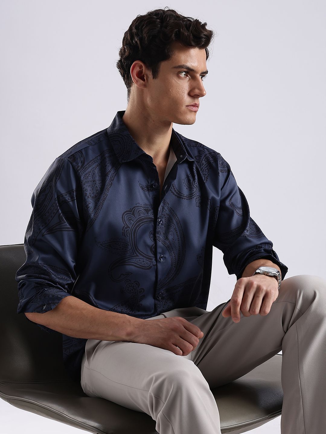 Guns & Sons Ethnic Motifs Printed Long Sleeves Satin Shirt