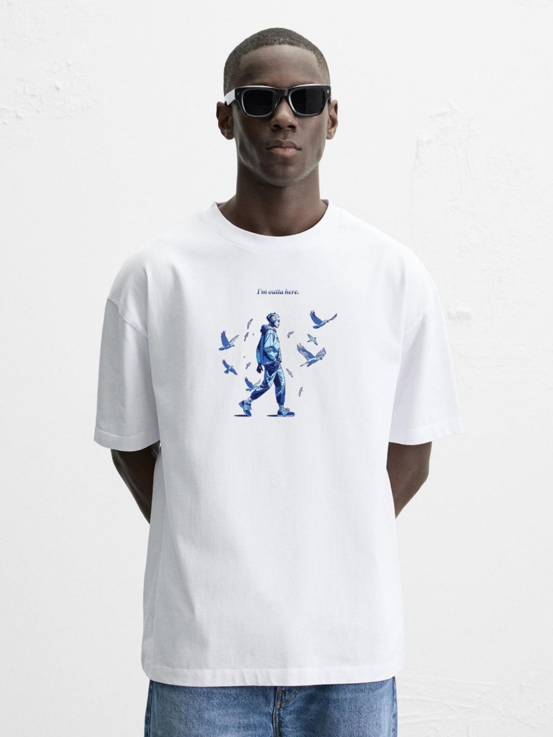 MISCHIEF MONKEY Graphic Printed Pure Cotton Round Neck Oversized T-shirt