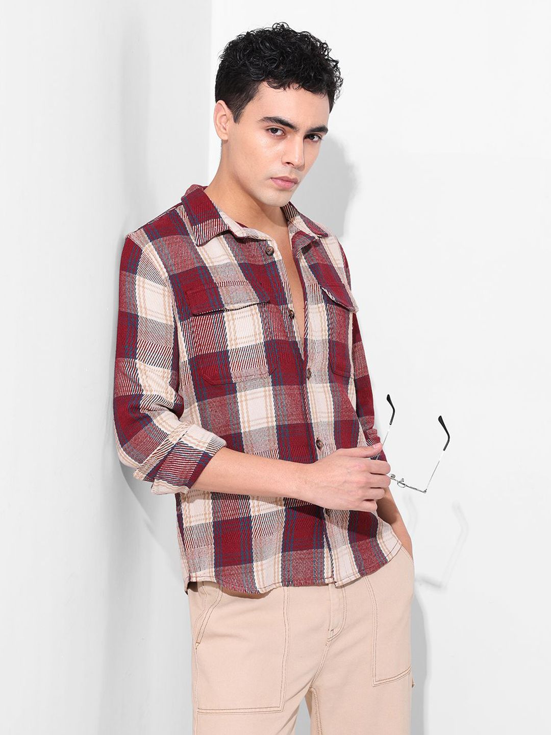 The Indian Garage Co Checked Cutaway Collar Shirt
