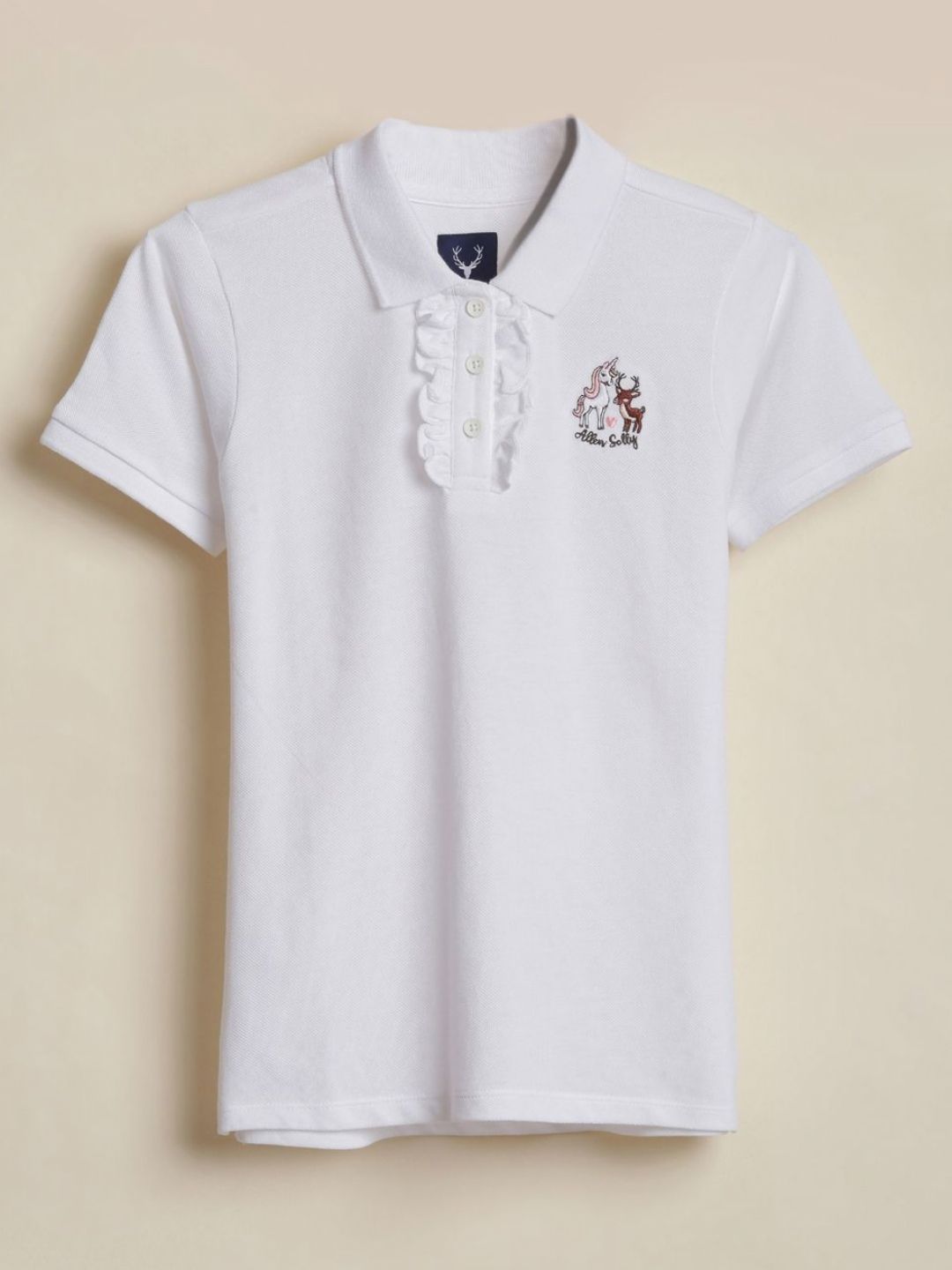 Allen Solly Junior Girls Brand Logo Embroidered Polo Collar Applique Regular Fit T-shirt