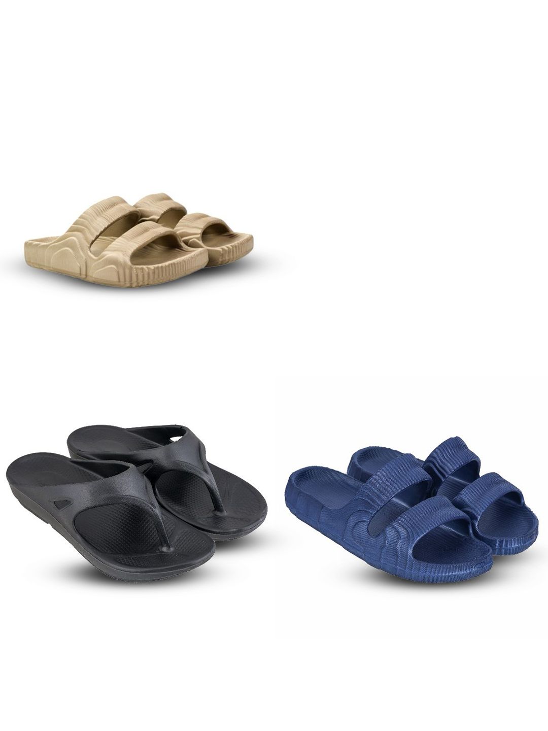Feel alive Men Set Of 4 Ultra-Comfortable & Lightweight Thong Flip-Flops & Clogs
