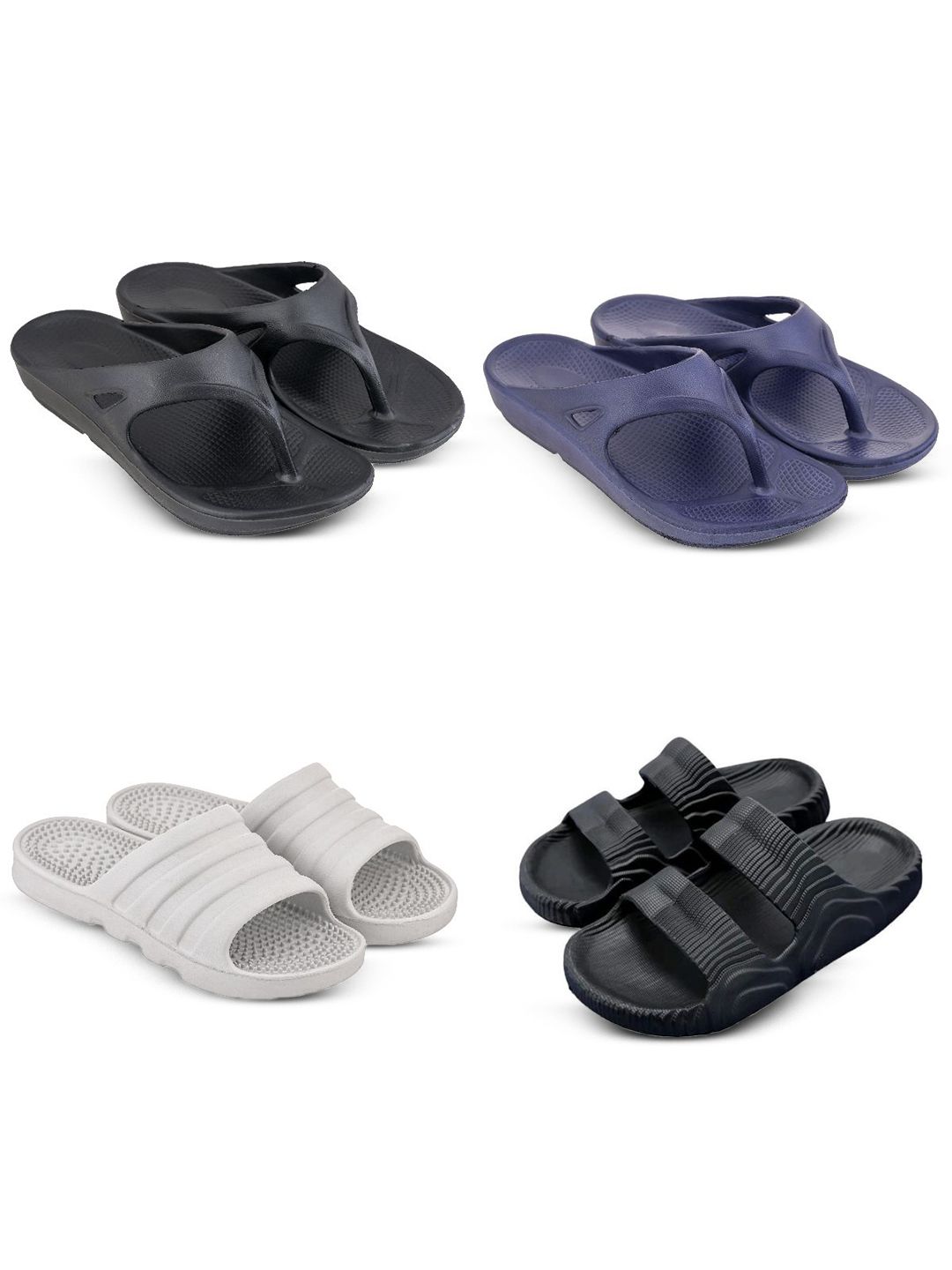 Feel alive Set Of 4 Ultra-Comfortable Lightweight Thong Flip-Flops