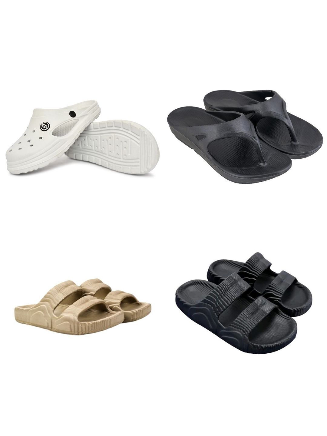 Feel alive Men Set Of 4 Ultra-Comfortable & Lightweight Thong Flip-Flops & Sliders