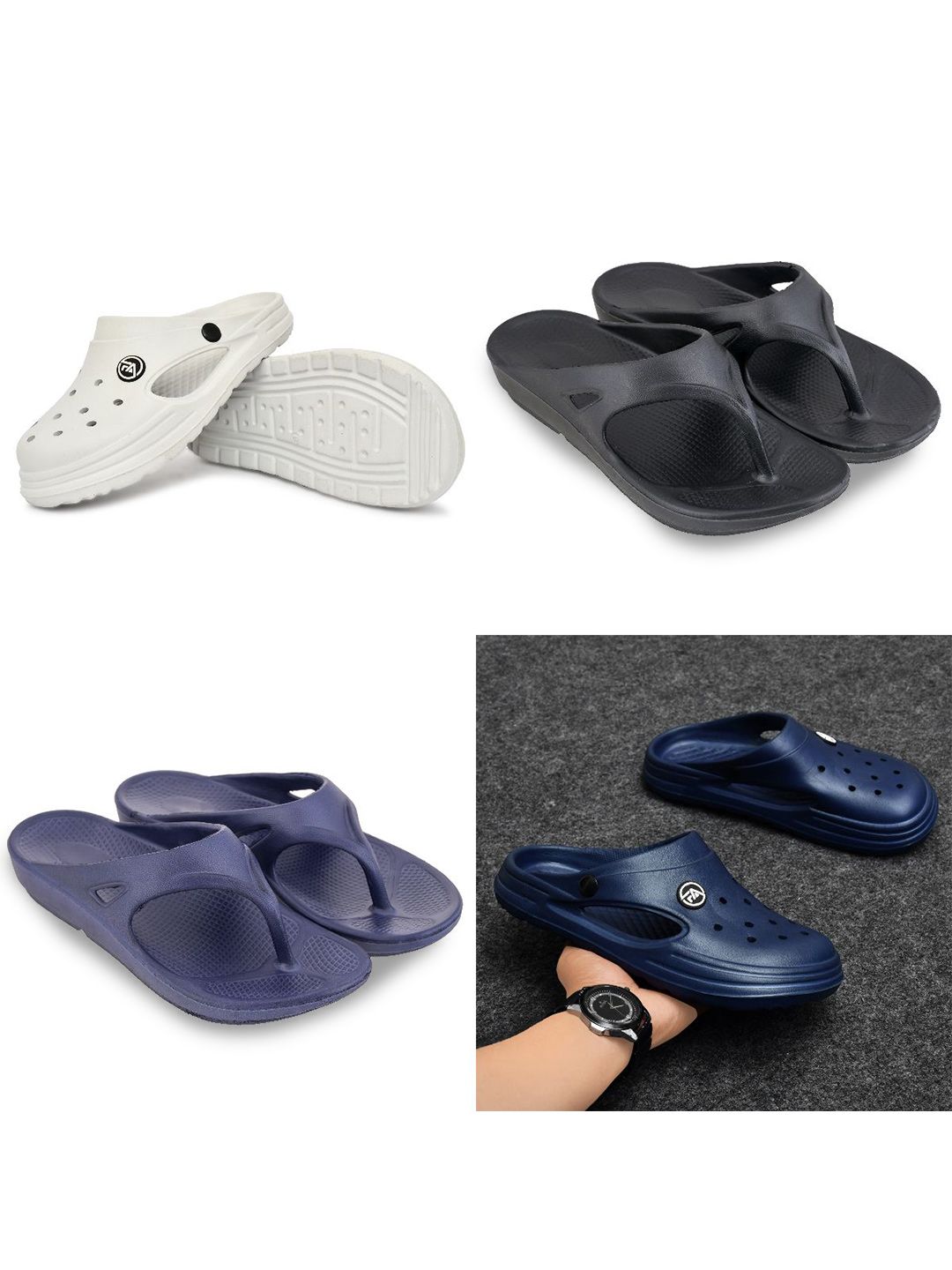 Feel alive Men Set Of 4 Ultra-Comfortable & Lightweight Thong Flip-Flops & Clogs