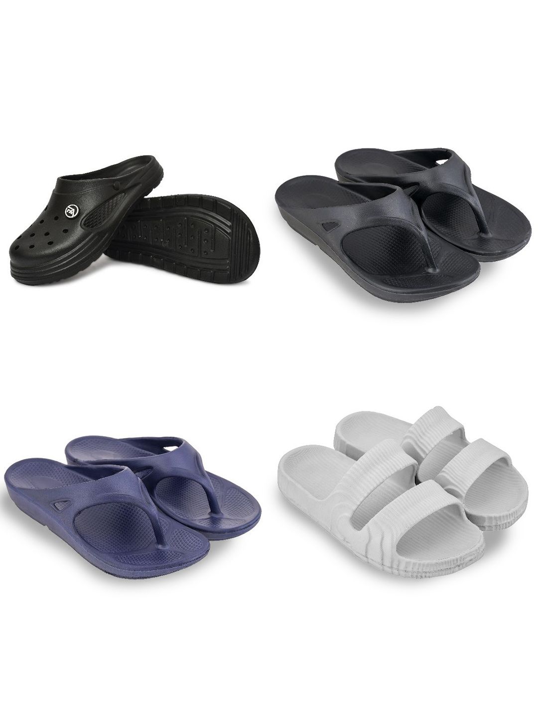 Feel alive Men Set Of 4 Ultra-Comfortable & Lightweight Thong Flip-Flops & Clogs