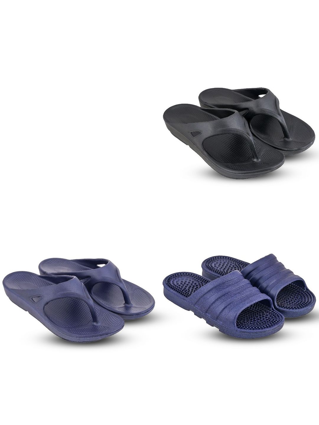 Feel alive Men Set Of 4 Ultra-Comfortable & Lightweight Thong Flip-Flops & Clogs