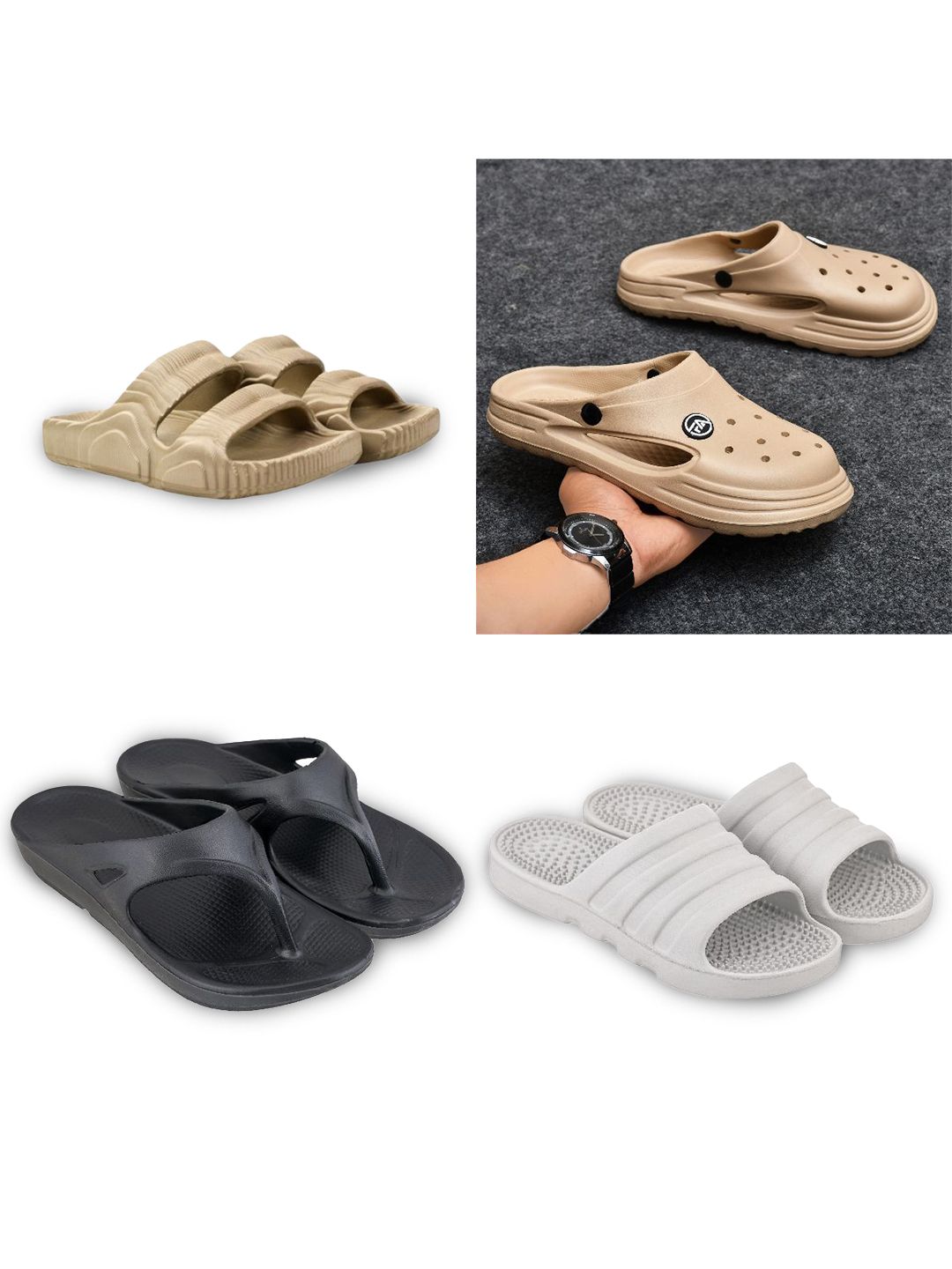 Feel alive Men Set Of 4 Ultra-Comfortable Lightweight Sliders