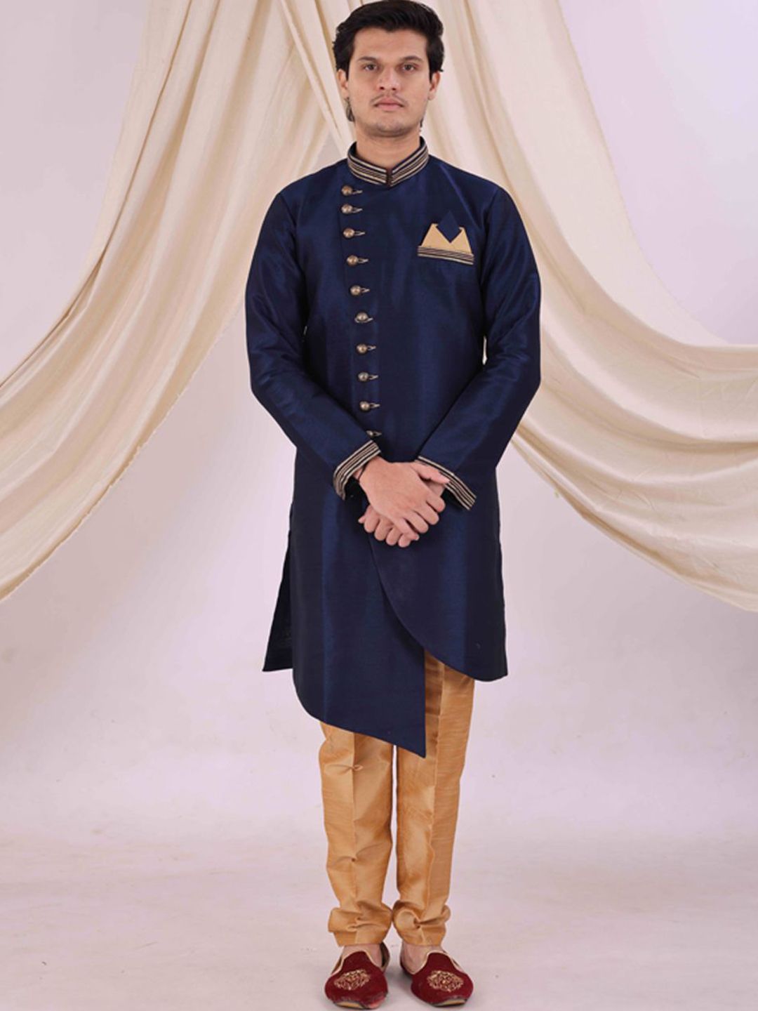 Desibutik Mandarin Collar Sherwani With Pyjama
