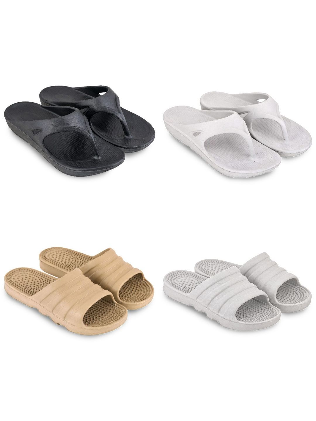 Feel alive Set Of 4 Ultra-Comfortable Lightweight Thong Flip-Flops