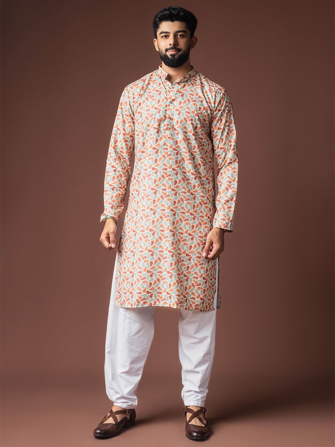Rawayi Men Ethnic Motifs Printed Long Sleeve Straight Kurta