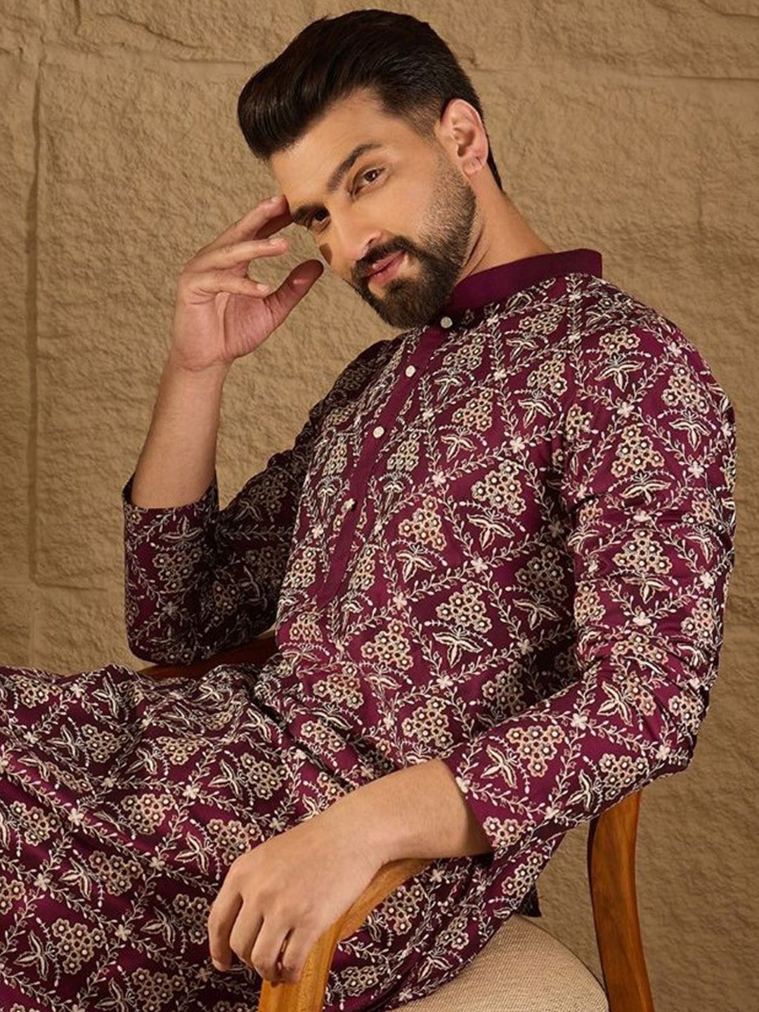 House of Pataudi Floral Printed Straight Kurta