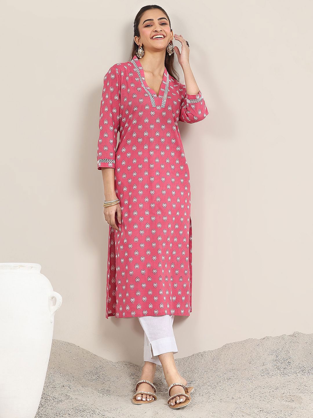 Libas Libas Women Floral Daily Cotton Straight Kurta