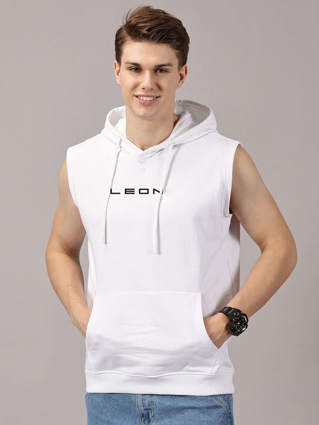 White With Pocket Sleeveless Sweatshirts - Buy White With Pocket